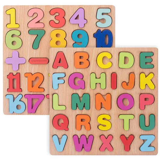 Leaning Wooden Boards : ABC, 123 Counting and Shapes Board