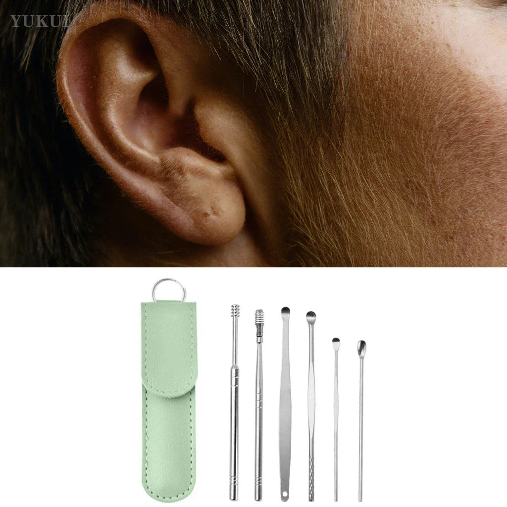 Ear Cleaning Tool Stainless Steel Ear Pick Kit &1Pc Storage Bag Earwax Remover Tool - Gadgets For All