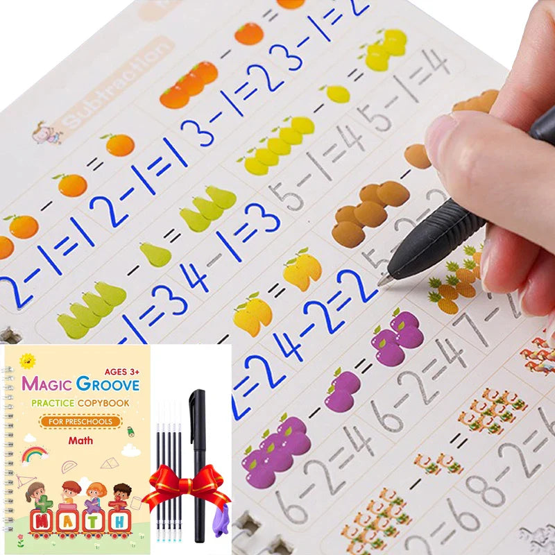 4 Magic Practice Copybook Pen Preschools Kids Calligraphy Notebook Children Reusable English Writing Book Age 3-8 - Gadgets For All