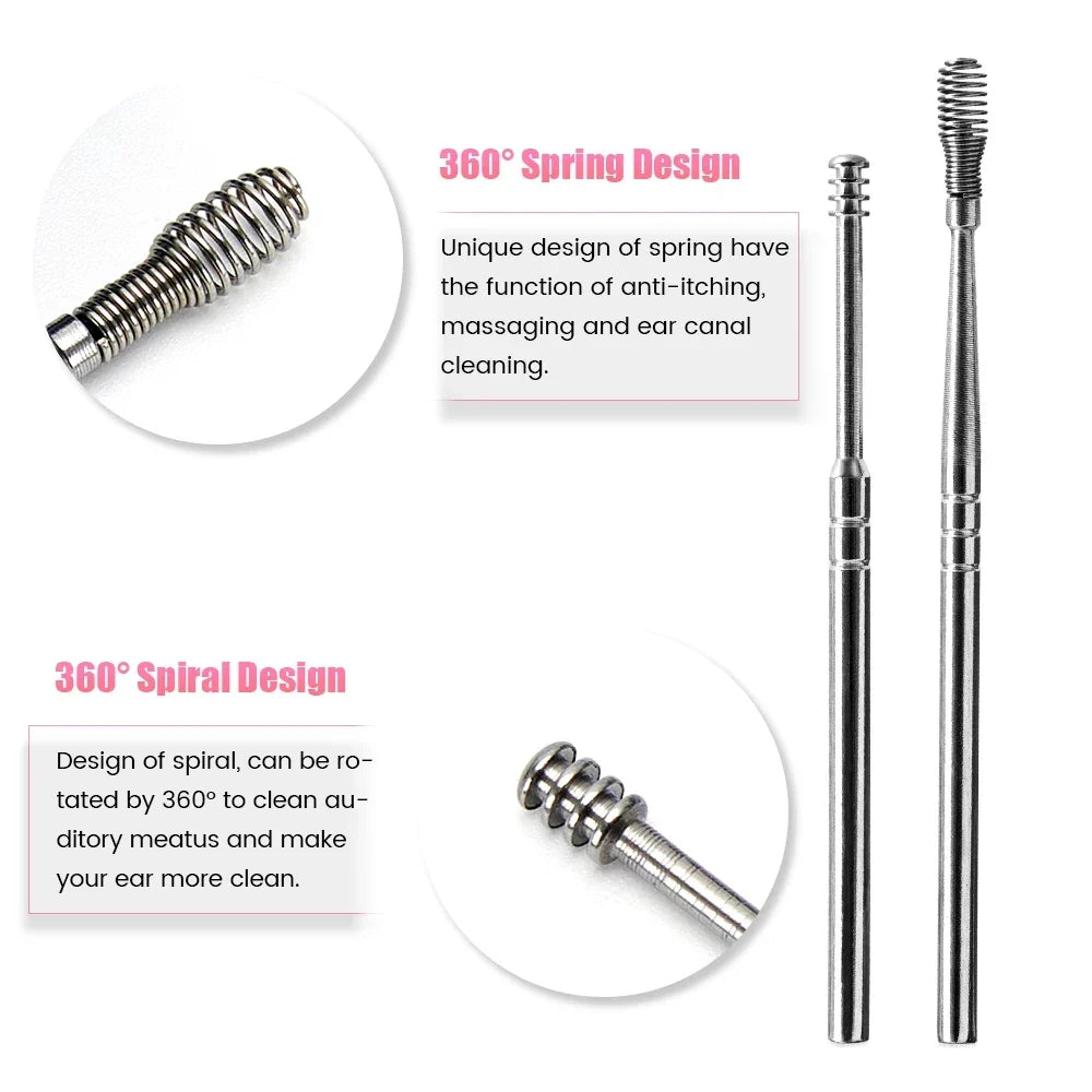 Ear Cleaning Tool Stainless Steel Ear Pick Kit &1Pc Storage Bag Earwax Remover Tool - Gadgets For All